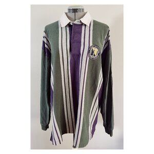 VTG Tommy Hilfiger Sz L Vertical Stripe Varsity Sports Rugby Shirt
